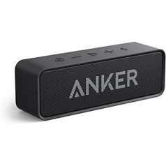 Anker SoundCore (6 W divu draiveru pārnēsājams Bluetooth skaļrunis ar izcili skaidru stereo skaņu un revolucionāru 24 stundu atskaņošanas laiku) Bluetooth 4.0 pārnēsājams bezvadu skaļrunis ar īpaši zemu harmonisko kropļojumu, uzlabotu basu reakciju un ieb