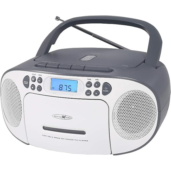 Reflexion CD Player with Cassette and Radio for Mains and Battery Operation (PLL FM Radio, LCD Display