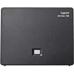 Gigaset GO Box 100 DECT bāzes stacija, savieno analogo caur TAE savienotāju vai LAN kabeli ar maršrutētāju, saderīga ar 6 Gigaset klausulēm, melna