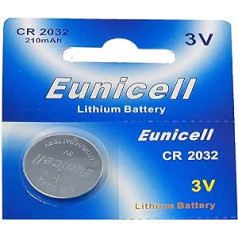 50 x CR2032 3 V Lithium Knopfzelle 210 mAh (10 blistera kartes un 5 akumulatori) EINWEG Markenware Eunicell