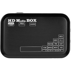 1080P Media Player Box, Full HD Mini Box Support for Video Media Player MKV, AVI, TS/TP, M2TS, RM/RMVB, MOV, VOB, FLV, WMV 110-240V (EU Plug)