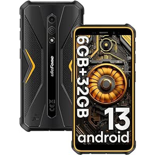 Ulefone Armor X12 Outdoor mobilais tālrunis Android 13 Go, 6GB + 32GB/256GB SD āra viedtālrunis bez līguma, 4860mAh, 13MP + 8MP 5,45 collu HD+, IP68 ūdensizturīgs triecienizturīgs 4G divu SIM karšu NFC GPS 2 gadi