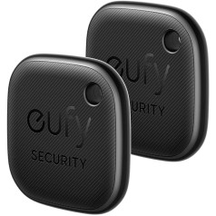 eufy Security SmartTrack Link (melns, 2 iepakojumu) atslēgu meklētājs, savietojams ar Apple Find My (iOS), atslēgu meklētājs, Bluetooth izsekotājs austiņām un bagāžai, tālruņu meklētājs, ūdensnecaurlaidīgs
