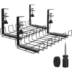 Yiter Kabelmanagement-Tablett, unter dem Schreibtisch, Kabelmanagement-Tablett, ohne Bohren Kabelkorb Stahldraht-Kabelwanne, Schreibtisch-Draht-Organizer mit Schraubendreher, unter dem