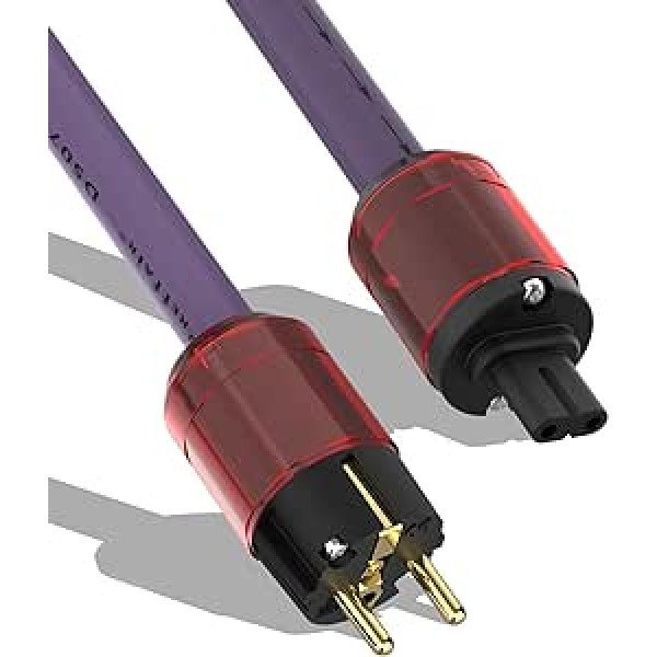 YuanYong Audiophiles HiFi barošanas kabelis Audio barošanas kabelis 12AWG 7N OCC 8. attēls Maiņstrāvas barošanas avots, 24K apzeltīts spraudnis/IEC320-C7 ligzda, 125V/15A skaļruņiem, pastiprinātājiem, zemfrekvences skaļrunis, mājas kinozāle 