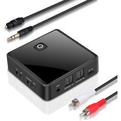 Bluetooth adapteris, raidītājs un uztvērējs 2 vienā, Bluetooth 5.0 audio adapteris raidītājs uztvērējs ar 3,5 mm audio kabeli datoram TV austiņas Auto radio X-Box PS4 Pro, optiskais Toslink/RCA/AUX kabelis