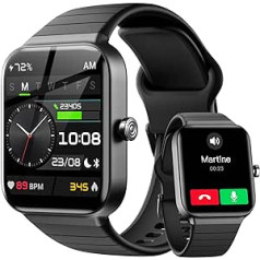 Smartwatch Men's Smartwatch with Phone Function Alexa Integrated Fitness Watch 100+ Sports Modes Watch 1.8 Inch & IP68, Pedometer Watch Women Men for Android iOS with Heart Rate Monitor SpO2 Stress