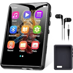 64 GB MP3 atskaņotājs Bluetooth 5.3 2.4 collu pilna skārienekrāna pārnēsājams Walkman MP3 atskaņotājs ar skaļruni, balss ierakstu, FM radio, līniju ierakstīšanas atbalstu 128 GB bērnu MP3 atskaņotājs (melns)