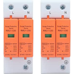 Pārsprieguma aizsardzības ierīces, 2 gab. 40kA 2P 420V RMU1-C20/40/60 maiņstrāvas novadītāja aizsardzība Mājas strāvas slēdzis Zibensaizsardzības ekvipotenciāla pārsprieguma novadītājs elektrisko ierīču uzlādēšanai no plkst.