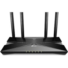 TP-Link Archer AX23 AX1800 divjoslu Wi-Fi 6 maršrutētājs (1201Mbps 5GHz, 574Mbps 2,4GHz, 4 gigabitu LAN porti, WPA3, HomeCare, Tether APP), neatbalsta DSL funkciju