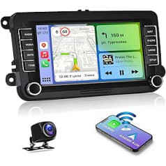 Hikity Android 10.0 automašīnas radio ar bezvadu Carplay priekš VW Golf 5 6 Polo Passat Touran, 7 collu ekrāna skārienjutīgs displejs automašīnas radio Bluetooth ar satelīta navigācijas radio FM/RDS/WiFi/USB/spoguļattēlu Canbus atpakaļgaita