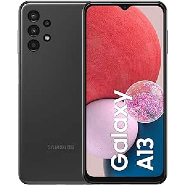 Samsung Galaxy A13 Android viedtālrunis, 6,6 collu Infinity-V displejs, Android 12, 4 GB RAM un 128 GB iekšējā paplašināma atmiņa, 5000 mAh³ akumulators, melns