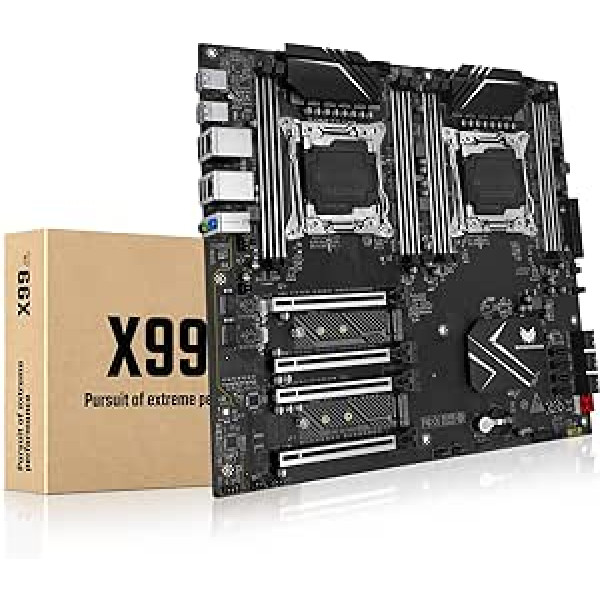 SHANGZHAOYUAN X99 Dual CPU mātesplate Intel LGA 2011-3 servera mātesplate atbalsta Intel i7 5th/6th Gen/Xeon E5 V3/V4 (E-ATX, 8*DDR4 ECC, PCIe 3.0, 2*NVME M.2, 2*Gb LAN, SATA 6Gbps)