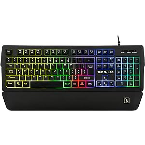 G-LAB Keyz Palladium spēļu tastatūra QWERTY US/NL/PL izkārtojums — daudzkrāsu RGB LED spēļu tastatūra ar fona apgaismojumu, magnētisks plaukstas balsts, pretspoguļošanas taustiņi — PC/PS4/Xbox One