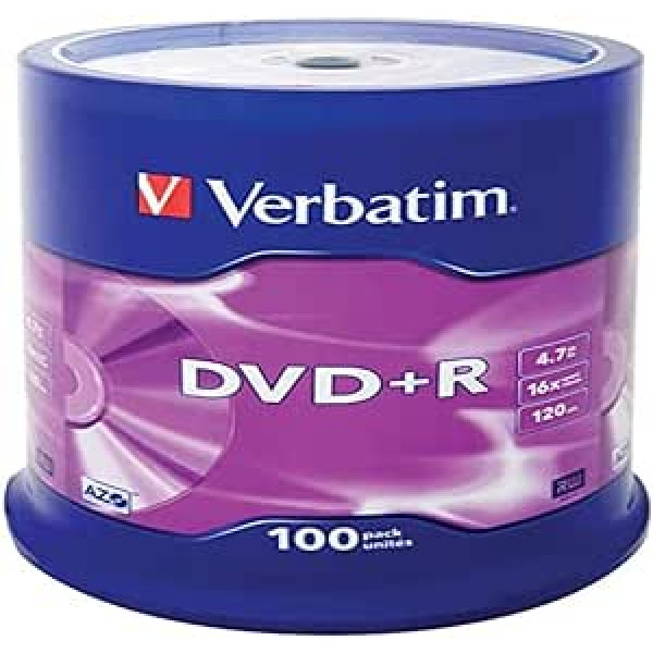 Verbatim 43551 DVD+R tukšs 4,7 GB vārpstas komplekts ar 100