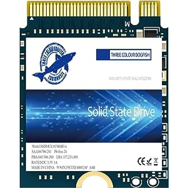 Dogfish SSD 512 GB M.2 2230 NVMe PCIe Gen 3.0 x4 iekšējais cietvielu diskdzinis, spēļu SSD, saderīgs ar Steam Deck Surface Pro Ultrabook klēpjdatoru (M.2 2230 PCIe, 512 GB)