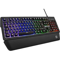 G-Lab Keyz Palladium spēļu tastatūra AZERTY vadu USB aizmugurgaismojuma RGB LED daudzkrāsu magnētiskais plaukstas balsts 26 taustiņi, izturīga pret spoku veidošanu — PC PS4 Xbox One