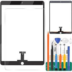 iPad Pro 10.5 Gen skārienekrāna ciparu pārveidotāja nomaiņas komplekts A1701/1709 skārienekrāna paneļa remonta komplektam ar rūdītu stiklu + instrumentiem (bez LCD, bez sākuma pogas) (melns)