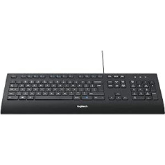 Logitech K280E PRO wired business keyboard for Windows, Linux and Chrome, USB port, palm rest, splash-proof, PC / laptop, US QWERTY Layout - Black