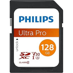 Philips Ultra Pro SDXC Card 128 GB UHS-I U3 Reads up to 100MB/s V30 SD Card for Cameras, Tablet PC, Card Reader, 4K UHD Video