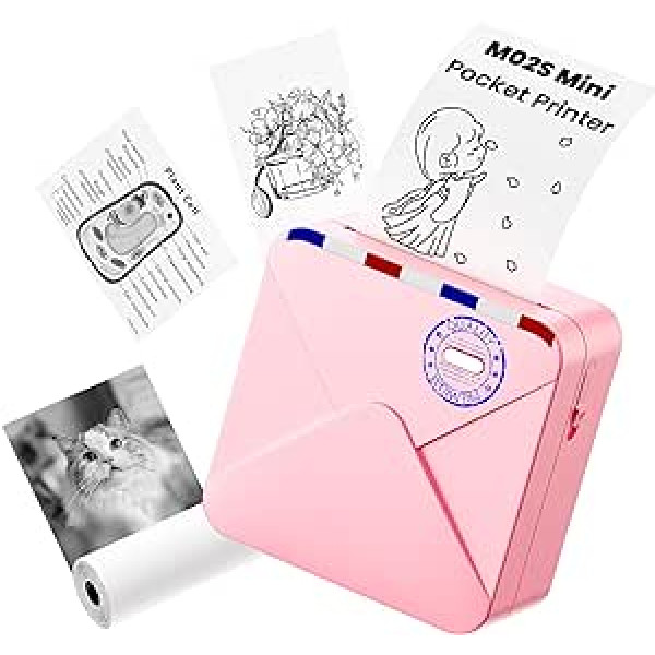 Omezizy mini printeris viedtālrunim, M02S mini uzlīmju printeris, Bluetooth termiskais printeris, mini fotoprinteris mobilajam tālrunim, mini printeris, kabatas printeris studijām, fotoattēli, albums, dāvanas