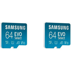 Samsung EVO Select MB-ME64KA/EU 64GB UHS-I U1 Full HD 130MB/s Read MicroSD Memory Card for Smartphone and Tablet with SD Adapter (Pack of 2)