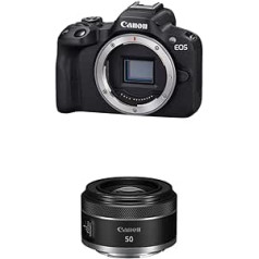 Canon EOS R50 sistēmas kamera + Canon RF 50 mm F1.8 objektīvs