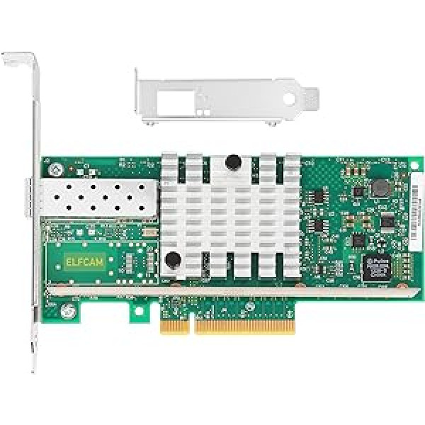 Elfcam® — 10 GbE PCIE tīkla karte Intel X520-DA1-82599EN mikroshēmai, viens SFP+ ports, 10 Gbit PCI Express x8 LAN adapteris, 10 Gb NIC operētājsistēmai Windows Server, Win8, 10, Linux