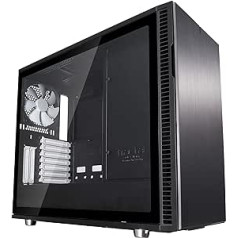 Fractal Design Define R6 Black Tempered Glass, PC Gehäuse (Midi Tower mit Seitenteil aus gehärtetem Glas) Case Modding für (High End) Gaming PC, schwarz