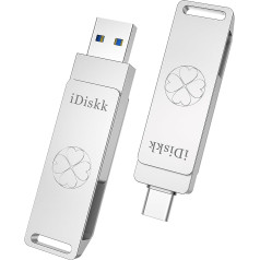 iDiskk 256GB Solid State SSD Flash Drive Photo Stick for USB C iPad, MacBook, Laptops, Android Phones and Widows Computers, High Speed up to 500MB/s