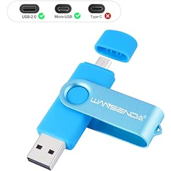 Wansenda USB Flash Drive 128 GB Micro USB 2.0 Stick Memory Stick Dual Flash Drive with Micro Connector for Android Smartphone Tablets & Computers