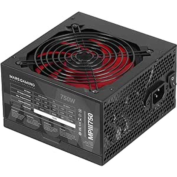 Mars Gaming MPIII750, PC ATX 750W Power Supply, Silent AI-RPM Technology, 85% Efficiency, Black