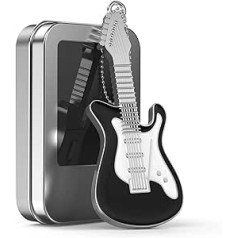 64 GB USB zibatmiņa Metāla Funny Guitar Shape USB 2.0 Flash Drive Memory Stick 64 GB Pendrive Black Flash Drive Memory Stick ar dāvanu kastīti tēvam / brālim / zēnam FEBNISCTE