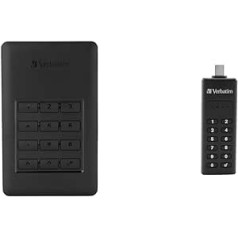 Verbatim Store 'n' Go Secure Portable I 1 TB I Black I ārējais cietais disks ar koda piekļuvi un tastatūru Secure USB Stick, USB Type-C, 64 GB, Memory Stick ar piekļuves koda aizsardzību un šifrēšanu, melns