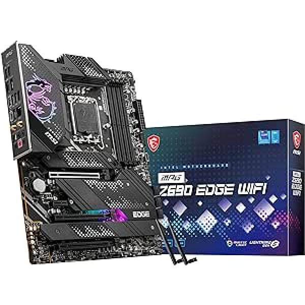 MSI MPG Z690 EDGE WIFI spēļu mātesplate ATX, atbalsta Intel Core procesorus 12. paaudze, LGA 1700, Direct 16 Phase VRM 75A, DDR5 atmiņas palielināšana 6400+MHz/OC, 1x PCIe 5.0 x16, 4x, Wi-Fi22, 4x M.