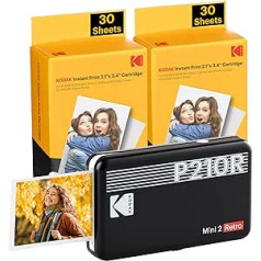 KODAK Mini 2 Plus Retro Mobile 10 x 15 fotoattēlu printeris un Polaroid tūlītējie attēli drukā augstākās kvalitātes kvalitātē, atrodoties ceļā, izmantojot mobilo tālruni, mobilo fotoattēlu printeri viedtālrunim (iphone un Android), porta