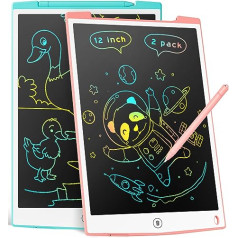 [2 Pack] LCD Writing Board, 12 Inches, Genialba Colourful LCD Writing Tablet, LCD Writing Tablet, Electronic Tablet, Graphic Tablet for Children's Games 2 3 4 5 6 7 Years Boys Girls (2 Individual