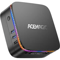 ACEMAGIC AK1Plus RGB Mini dators, 12. paaudzes Intel Alder Lake N95 (līdz 3,40 Ghz), 16GB DDR4 1TB NVME SSD mini dators ar WiFi 5 | BT4.2 | 4K UHD | RGB gaisma | RJ45 biroja mājas kinozālei