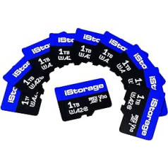 10 Pack iStorage microSD karte 1TB | Šifrēt iStorage MicroSD kartēs saglabātos datus, izmantojot datAshur SD USB zibatmiņas disku | Savietojams tikai ar datAshur SD diskdziņiem