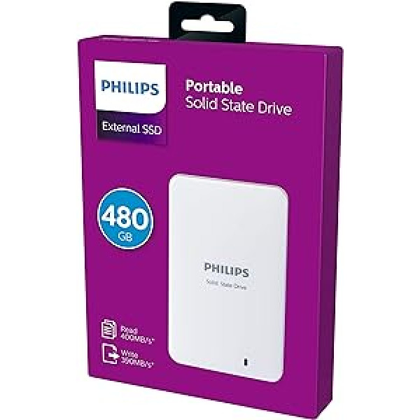 Philips ārējais SSD 480 GB/Go USB 3.0 400 MB/s - 390 MB/s - balts