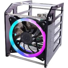 GeeekPi Raspberry Pi Cluster Case, Raspberry Pi Rack Case, Stackable Case with Fan 120 mm RGB LED 5V for Raspberry Pi 4B / 3B + / 3B / 2B / B + and Jetson Nano (4-Layer) Model B