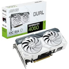 ASUS Dual GeForce RTX 4060 OC White Edition 8GB GDDR6 Gaming Graphics Card White (NVIDIA RTX4060 DLSS3, PCIe 4.0, 1x HMDI 2.1a, 3X DisplayPort 1.4a, DUAL-RTX4060-O8G-WHITE)