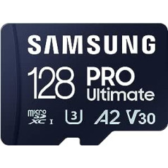 Samsung PRO Ultimate 128GB UHS-I U3 200MB/s Lasīšana 130MB/s rakstīšanas Micro SD atmiņas karte ar SD adapteri viedtālrunim, dronam vai darbības kamerai