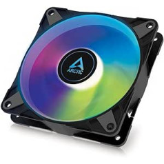 ARCTIC P14 PWM PST A-RGB PC Fan, 140 mm PWM PST Case Fan, Optimised for Static Pressure, Semi-Passive: 200-1900 rpm (0 rpm <5%), 5V 3 Pin ARGB LED, Single Fan - Black