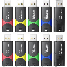 KOOTION 10 pieces USB sticks 16 GB memory sticks set USB 2.0 10 pieces memory stick metal 16G thumb drive pack of 10 flash drives memory sticks 16 Gbyte flash sticks USB flash drives colourful