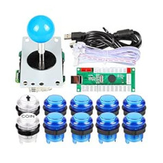 EG STARTS 1 Spieler USB LED kodētājs ar PC-Spiele Blaue Aufkleber Controller + 10x LED Beluchtet Tasten für Arcade Joystick DIY Kits Teile Mame Raspberry Pi