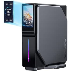 ACEMAGIC S1 Mini PC with LCD Screen, Intel Alder Lake-N95 (up to 3.4GHz), 16GB DDR4 512GB M.2 SSD Vertical Mini Computer, Mini Tower PC with RGB Light, WiFi 6/BT 5.2/4K UHD/Dual LAN for Home/Office