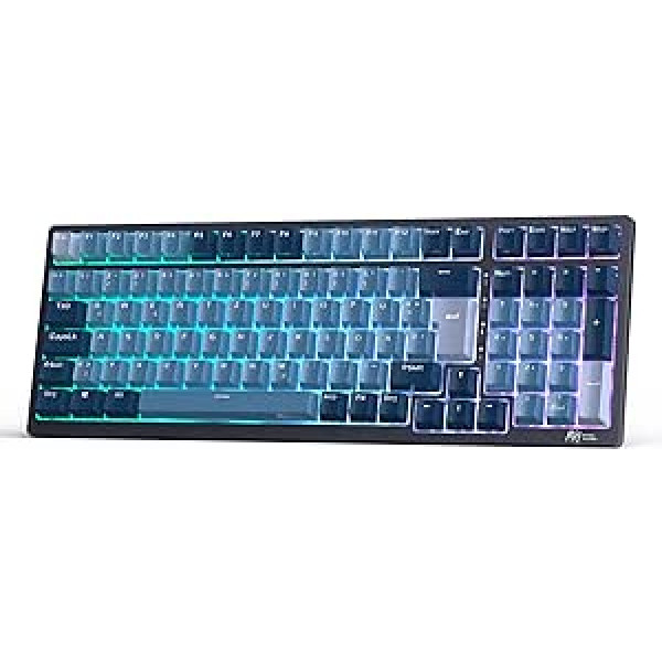 RK ROYAL KLUDGE RK98 Mechanical Keyboard Wireless Gaming Keyboard 2.4G/Bluetooth 5.1/USB-C RGB Backlit German Layout QWERTZ 100 Keys Hot Swappable Red Switch, Blue