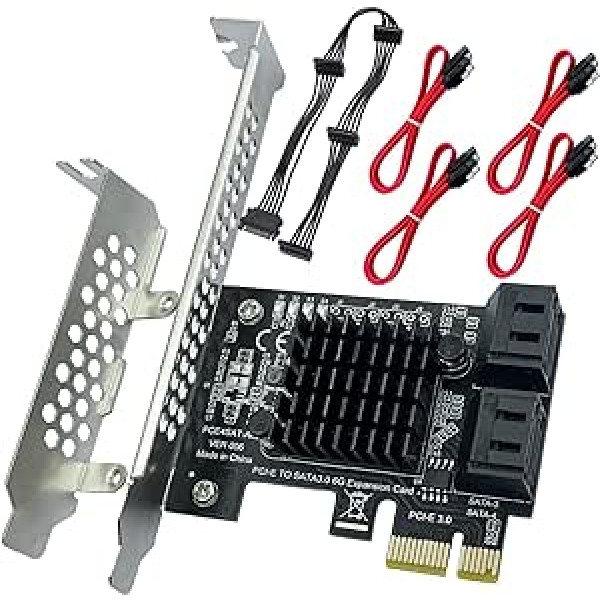 PCIe SATA 3.0 karte 4 porti 1 X PCI Express paplašināšanas kontroliera karte 6 Gbps SATA 3.0 PCIe karte SATA III Gen3 karte ar 4 SATA kabeļiem Atbalsta 4 SATA 3.0 ierīces