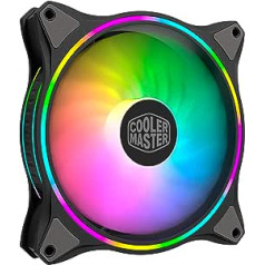 Cooler Master MasterFan MF140 Halo ARGB - Addressable RGB Design with Lighting Rings, Housing & Cooling, Hybrid Fan Blades with Smart Sensor and Vibration Dampening Frame - 140 mm